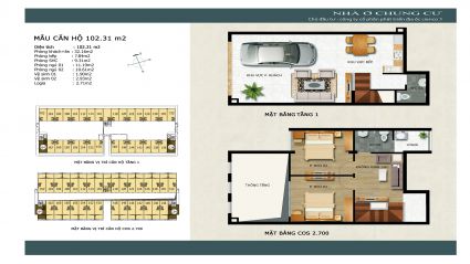 Thiết kế căn hộ 102.31 m2 chung cư Thanh Hà Mường Thanh