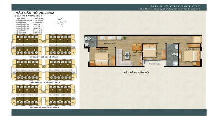 Thiết kế căn hộ 70.28 m2 3 phòng ngủ chung cư Thanh Hà Mường Thanh