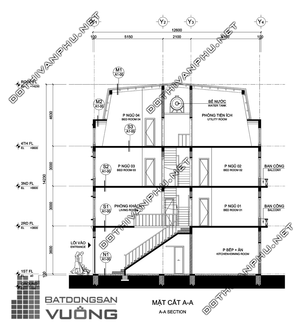 Mẫu nhà N1-A là mẫu nhà điển hình của liền kề Cleve Văn Phú - Liền kề Văn Phú Hibrand - Liền kề Văn Phú Hàn Quốc. Được thiết kế dùng để ở. Nhà nằm ở dãy bên trong,  có một mặt đường chính và một mặt đường phụ.  	Tầng 1 là nhà xe và bếp ăn, tầng 2 là phòng khách và 1 phòng ngủ, tầng 3 có 02 phòng ngủ, tầng 4 có 01 phòng ngủ và 1 phòng tiện ích. 	Khách hàng xem chi tiết thiết kế mẫu N1-A liền kề Cleve Văn Phú - Liền kề Văn Phú Hibrand- Liền kề Văn Phú Hàn Quốc dưới đây: