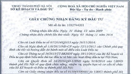 Nội dung giấy chứng nhận đăng ký đầu tư dự án nhà ở cao tầng La Casta